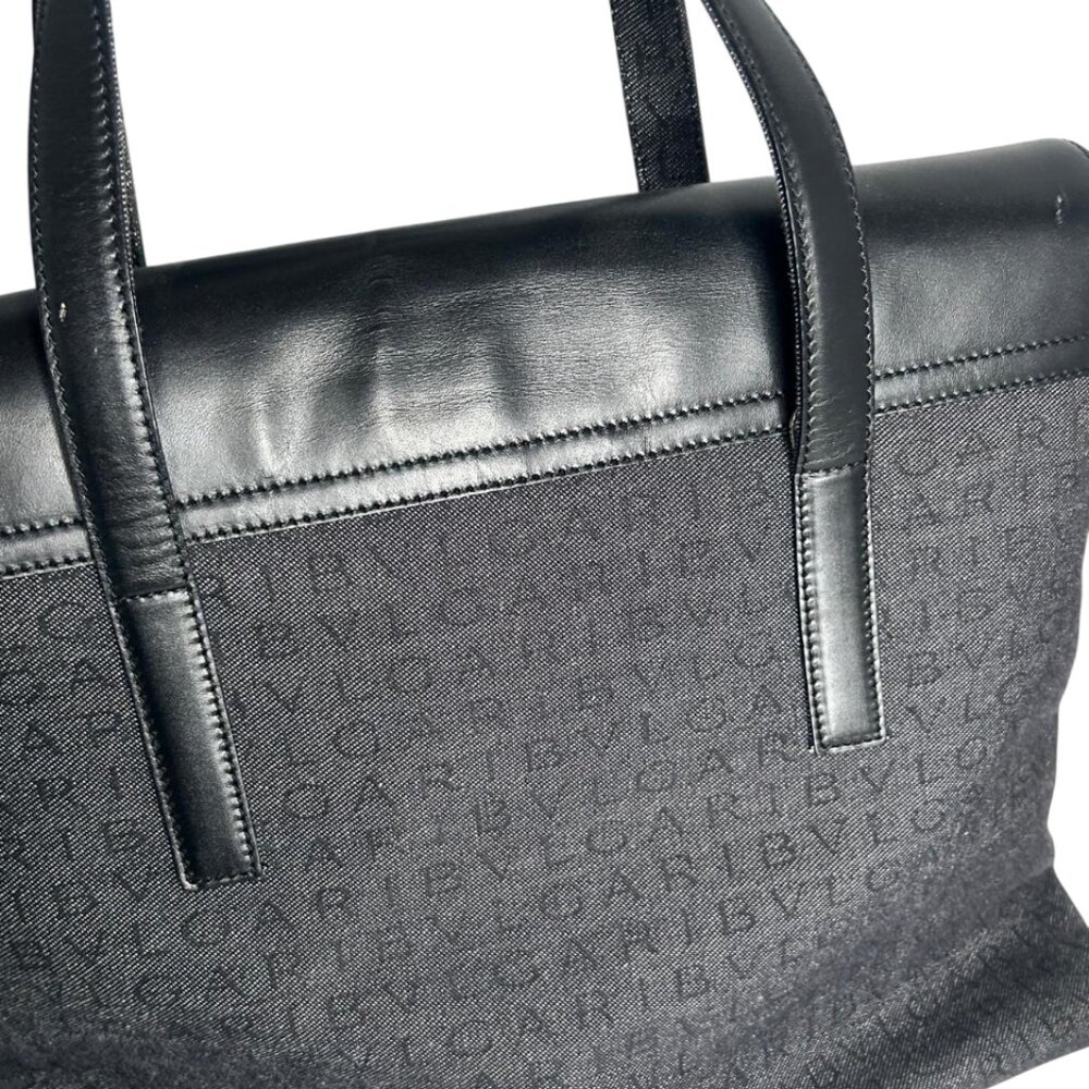 💎✨Beautiful✨💎Authentic BVLGARI Logo Mania Canvas Leather Tote Bag - Picture 12 of 16